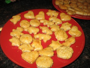 With oatmeal & peanut butter - people can eat them, too!