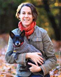Kate and her stylish Chihuahua mix, Batman